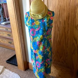 Vintage, Floral, size 14, hand made, cotton dress. Wonderful summer frock.